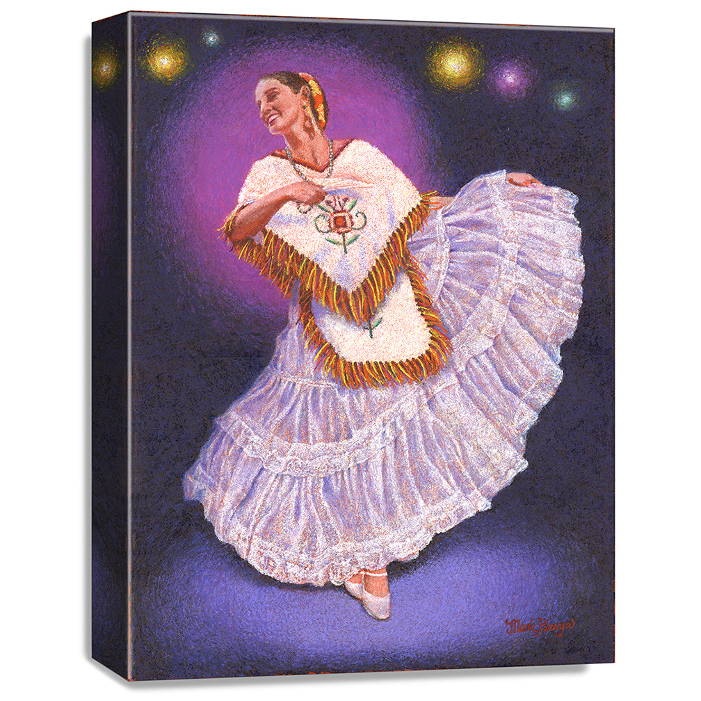 gallery wrapped print on canvas
depicting a flamenco
dancer in a white flowing dress