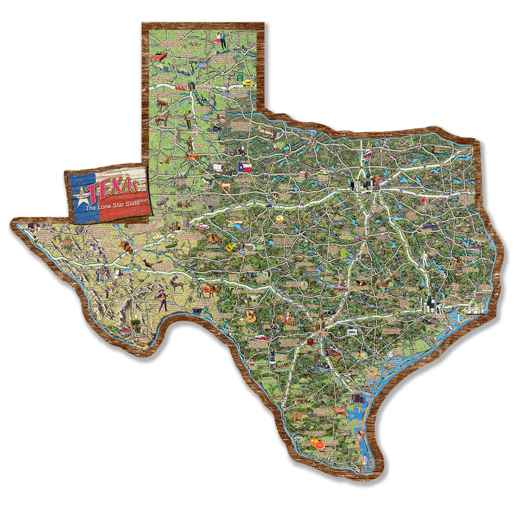Texas Map On Wood Texas