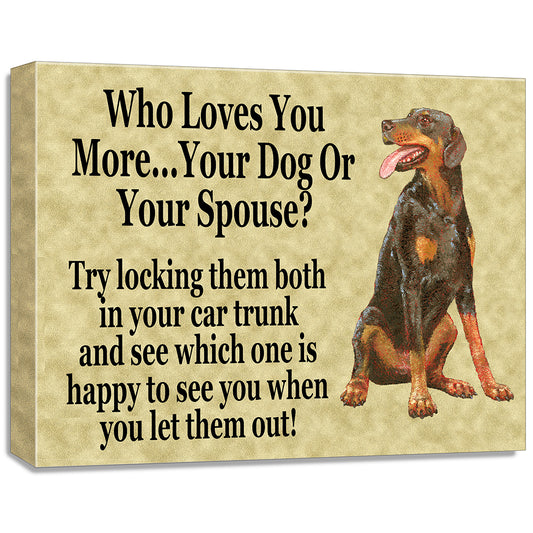 Dog And Spouse Humorous Canvas Print