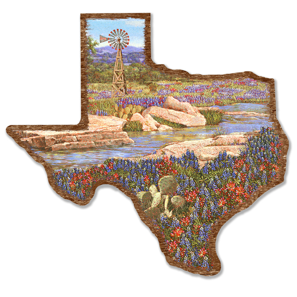 Texas Landscape With Bluebonnets Wood Texas