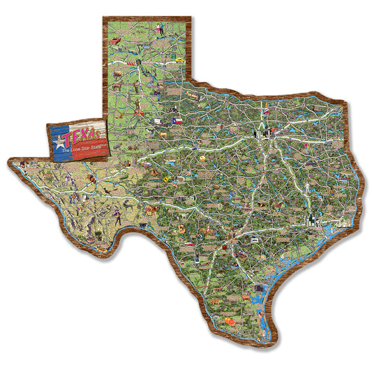 Texas Map On Wood Texas